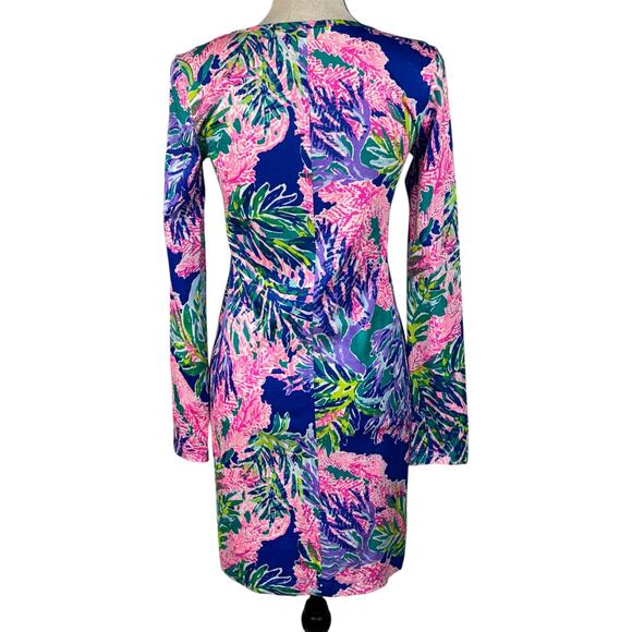 Lilly Pulitzer X-Small Erin Mini Dress Floral V-Neck Stretch Lightweight Multi - Picture 4 of 9